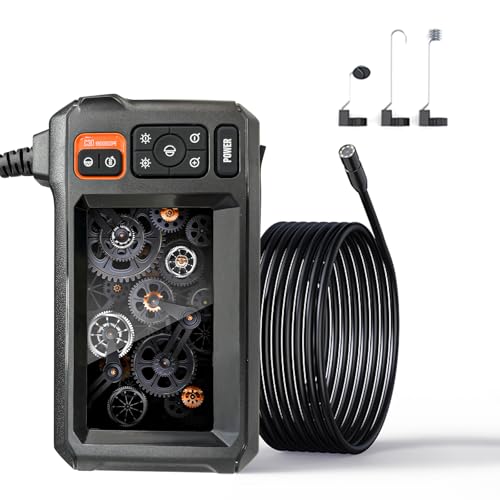 HD Screen Endoscope Camera with LED Light, Flexible Borescope for Pipeline & Car Inspections, Portable, 2000mAh Battery, Waterproof, Single Lens Design