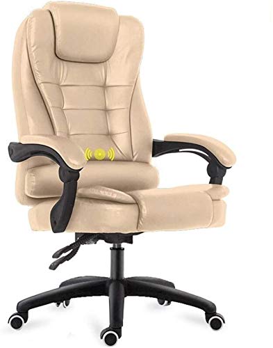 HADECOLL Silla De Oficina Ligera, Reclinable, Giratoria, con Reposapiés De Nailon Y Masaje, Asiento Elevable, Silla De Cuero para Juegos Y Ordenador.