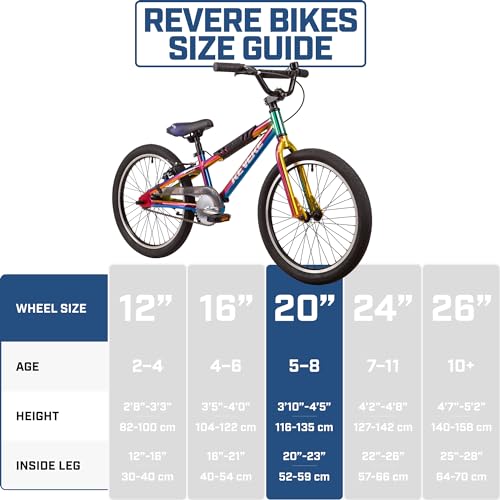 Revere Ryder 20\" Kids BMX Bike for Kids Ages 7 Years and Up. Perfect for Boys & Girls, Super Lightweight Aluminum Frame Easy to Pedal. Rear Safety Hand Brake + Coaster Brake, Single Speed (Oil Slick)