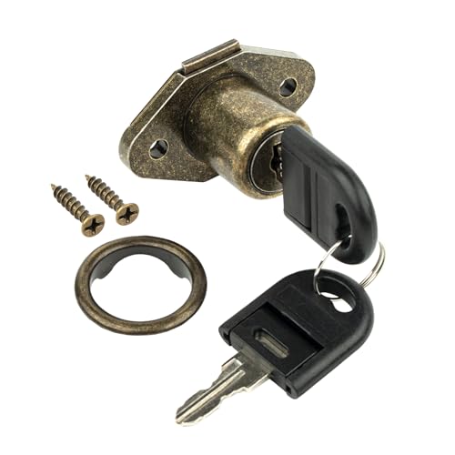 Antique Bronze Desk Drawer Lock with Key, for Filing Cabinets