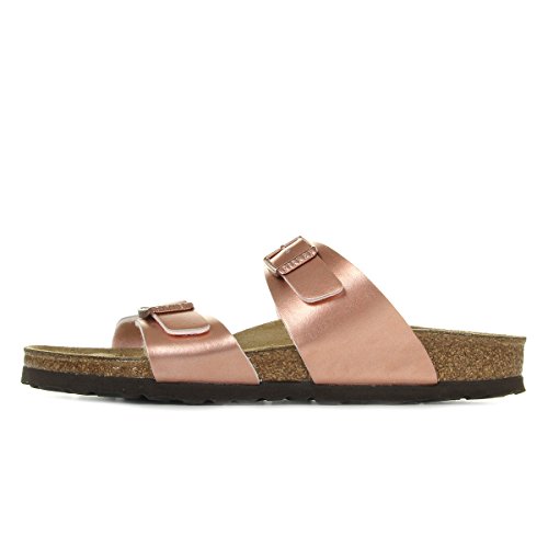 Birkenstock Women s Sydney Open Toe Sandals, Pink Soft Metallic Rose Gold Soft Metallic Rose Gold, 7