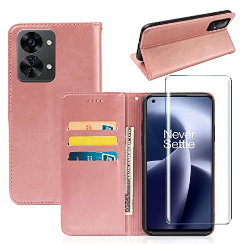 MYHY Flip Case Cover Bookstyle Shell for Oneplu Nord 2T 5G + 1Pcss Tempered Film Screen Protector Protection Film