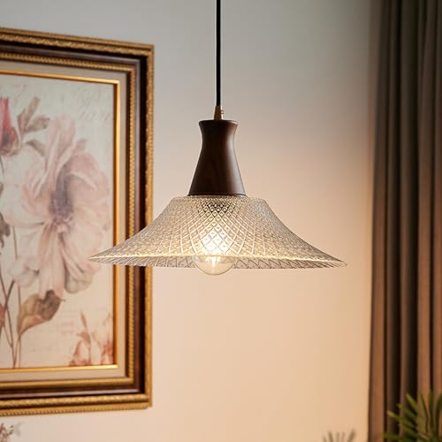 Pendentif américain en verre de noyer rétro à suspension légère - 7