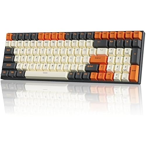 RK ROYAL KLUDGE RK100 Wireless Mechanical Keyboard RGB Backlit Bluetooth5.1/2.4G/Wired 96% Full Size 100-Key Hot Swappable Gaming Keyboard Brown Switch Carbon