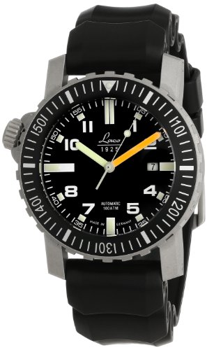 Laco 1925 861704 - Reloj de automático para Hombre, con Correa de Goma, Color Negro