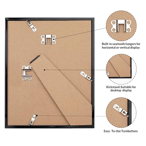 LaVie Home 8x10 Picture Frame for Wall Display, 8x10 Black Picture Frame with HD Plexiglas, 8 x 10 Poster Frame 1 Pack, Display Frame for Vertical or Horizontal, Classic Collection