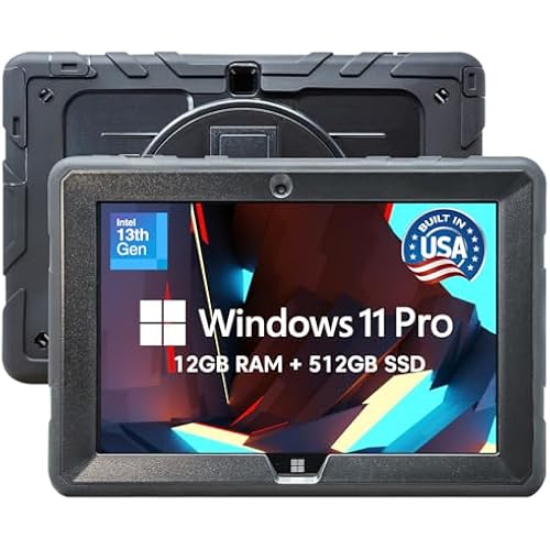 Fusion5 Built in USA 10.1” Windows 11 Professional Rugged Tablet PC - 12GB RAM, 512GB SSD, Intel 13th Gen, Full HD Windows Tablet Computer, HDMI, USB C - 2 Year Full Warranty with Accidental Damage