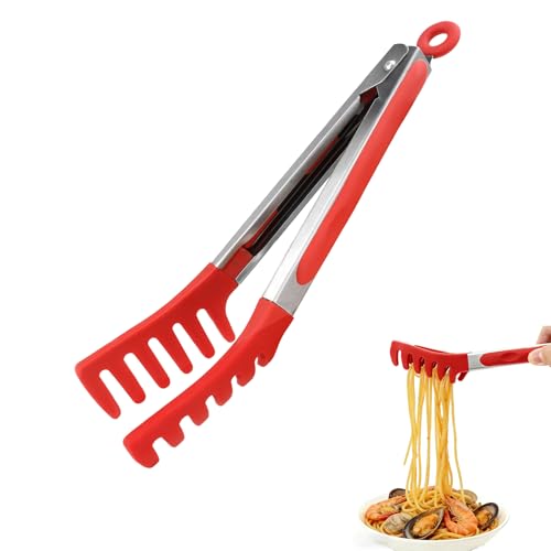 Pince À Pâtes En Inox,Pince À Spaghetti En Silicone,Pour Pâtes Cuisson,Rôtisserie,Camping,Salade,Bbq,Restaurant Buffet,Rouge