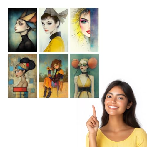Image of SiddArtify Modern Portrait Wall Art Prints Set - Fashion Poster Decor for Living Room Bedroom Office - 12x18 inch Sticker Pack of 6
