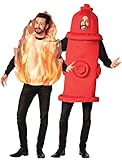 Rasta Imposta It's Hot Flaming Fire & Hydrant Couples Halloween Costume, Adult One Size Unisex