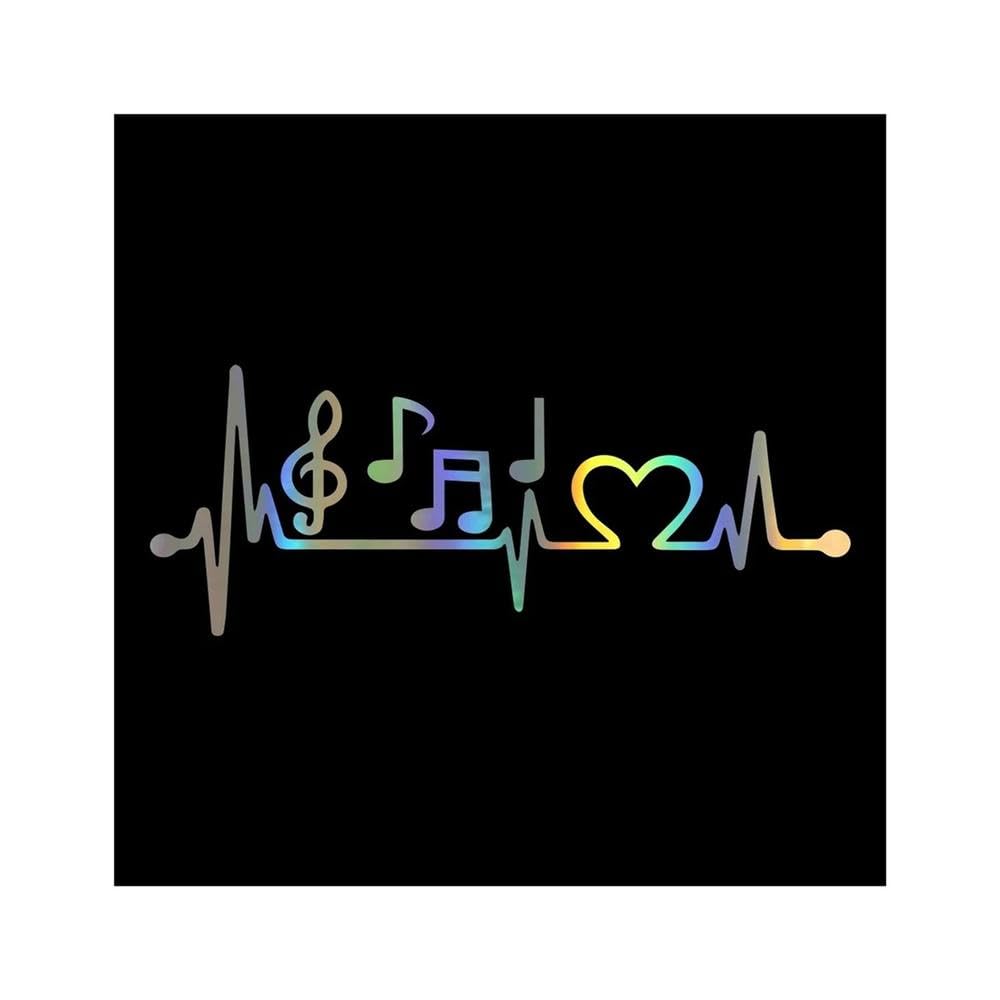 Music Notes Heart Car Sticker Automobiles Motorcycles Exterior Accessories Vinyl Decals(Laser,15cm X 7.5cm)