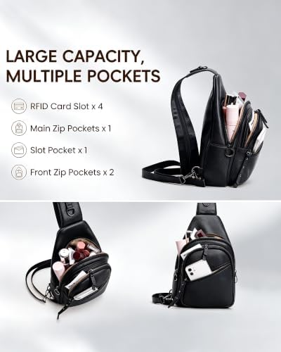 Genuine Leather Crossbody Bags Anti Theft Convertible Sling Backpack Purse - 3
