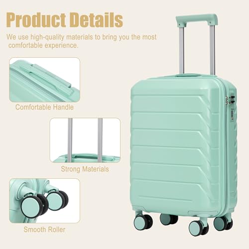 Image of 20 Inch ABS Hard Shell Travel Checked Luggage With Combination Lock, Blue