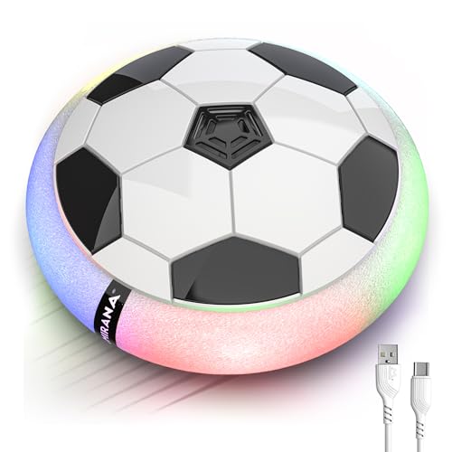Image of Mirana Air Football Smart Toy for Kids | 3-Mode USB Type-C Rechargeable Hover Ball | Indoor Electric Hoverball with LED Lights | Birthday Gift for Boys & Girls 2 3 4 5 6 7 8 9 10 Years (White)