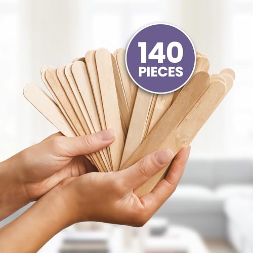 Image of Tress Wellness Craft Sticks, Popsicle sticks, Premium Splinter-Free Wooden Sticks for Waxing, Wax Stick for Body and Face Waxing, 140 pieces