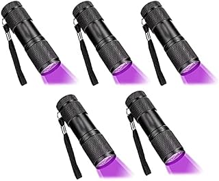 CFIKTE UV LED Flashlight Black Light UV Lights 9 LED Ultraviolet Blacklight Flashlights Pets Urine and Stains Detector on Clothes Carpet Rugs (5 PACK)