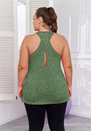 Image of ForHailey Women's Plus Size Cross Back Workout Tank Tops Athletic Shirts