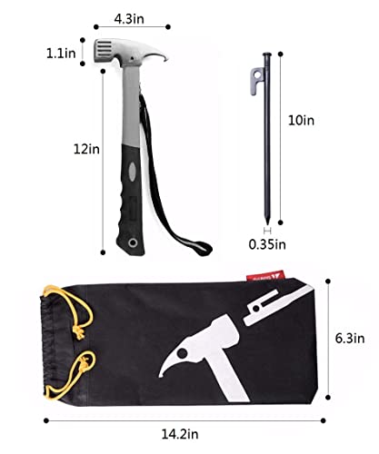 Tent Stakes And Hammer Set, 8/16Pcs 10In Heavy Duty Forged Steel Tent Stakes + 12In Heavy Duty Camping Hammer + Storage Pouch, Available In Rocky Place Dessert Snowfield And Grassland #TOP3