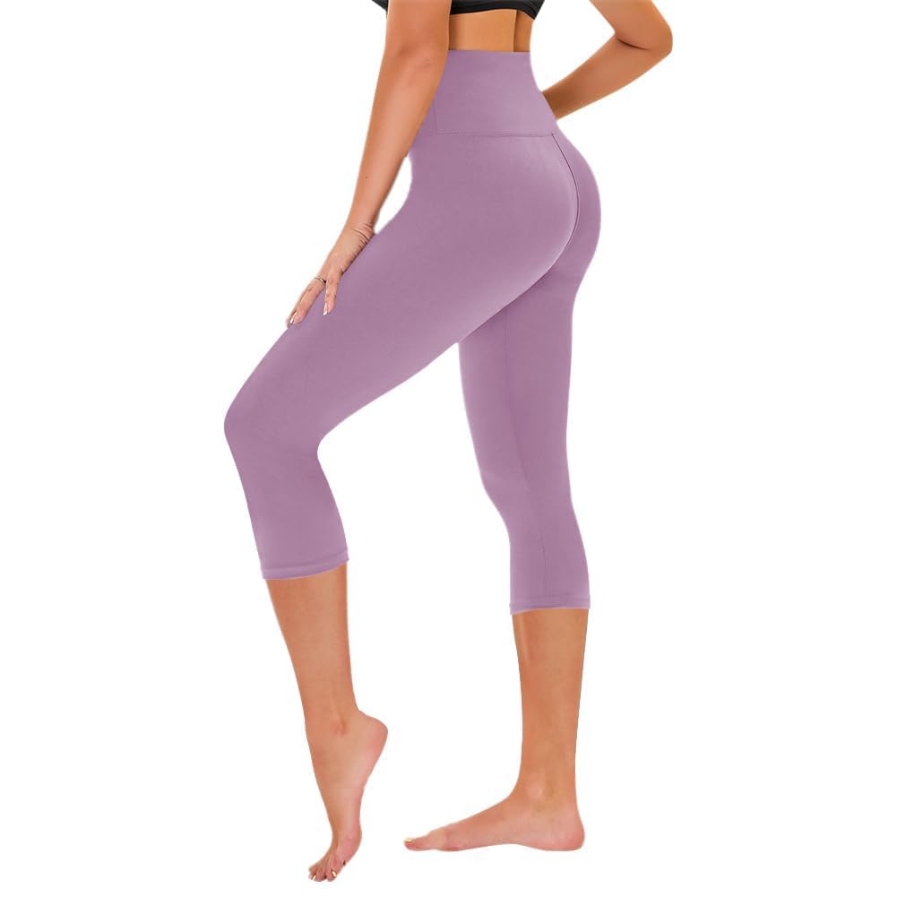 TNNZEET Capri Leggings for Women - Tummy Control High Waisted Soft Yoga Pants for Gym Workout