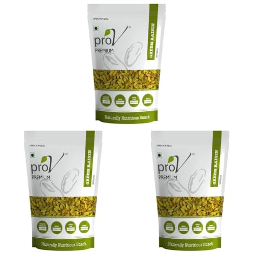 Image of ProV Premium - Green Raisins 250 gm| Dry Fruits-Kishmish| Rich In Iron| Sweet & Tasty| Healthy Nutritous & Delicious (Pack of 3)