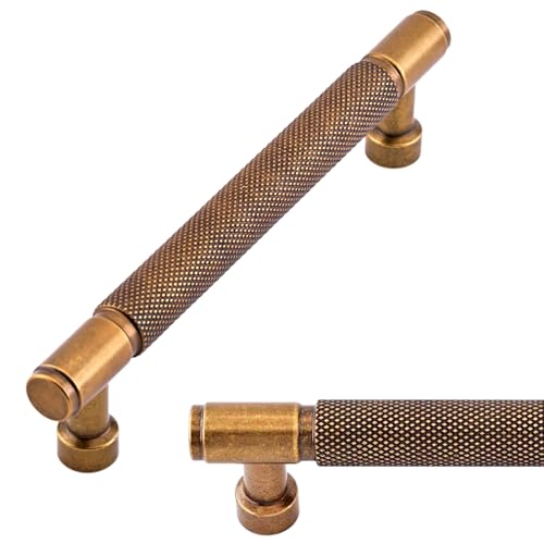 Talentedeco 10 Pack Antique Brass Cabinet Pulls 5 Inch(128mm) Kitchen Cabinet Handles Vintage Retro Cabinet Hardware for Drawer Pulls