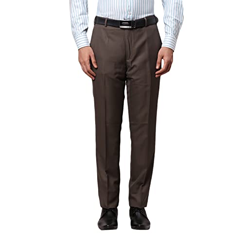 Image of Raymond Men's Polyviscose Blend Structure Pattern Slim Fit Flat Front Formal Trouser