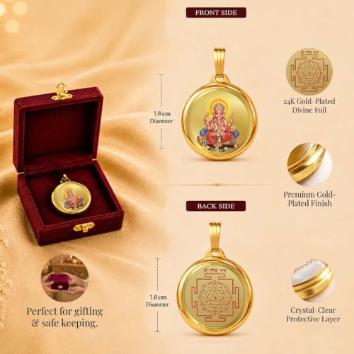 Image of DIVINITI 24K Gold Plated Double-Sided Religious Pendant with Premium Gift Box, Spiritual Locket for Men & Women, Devotional Jewellery for Gifting & Everyday Wear
