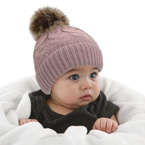 Image of Durio Soft Warm Knitted Baby Hats Caps Cute Cozy Chunky Winter Infant Toddler Baby Beanies for Boys Girls