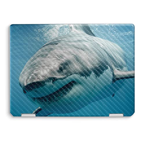 Image of MightySkins Carbon Fiber Skin Compatible with HP Spectre x360 14 inch (2022) Full Wrap Kit - Great White Shark | Protective, Durable Textured Carbon Fiber Finish | Easy to Apply | Made in The USA
