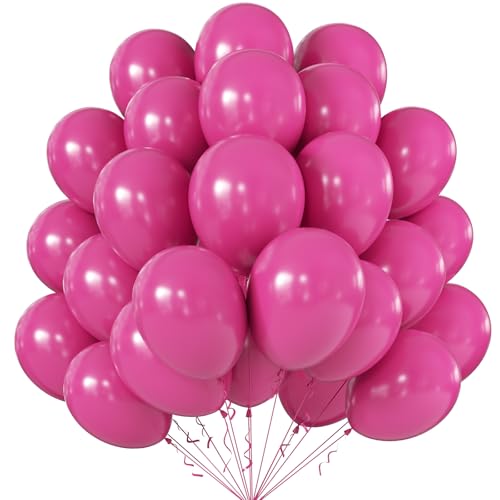 Image of KALOR 12 Inch Hot Pink Balloons, 50 Pcs Latex Helium Balloons for Kid's Birthday Party, Baby Shower, Wedding, Graduate Party Decorations