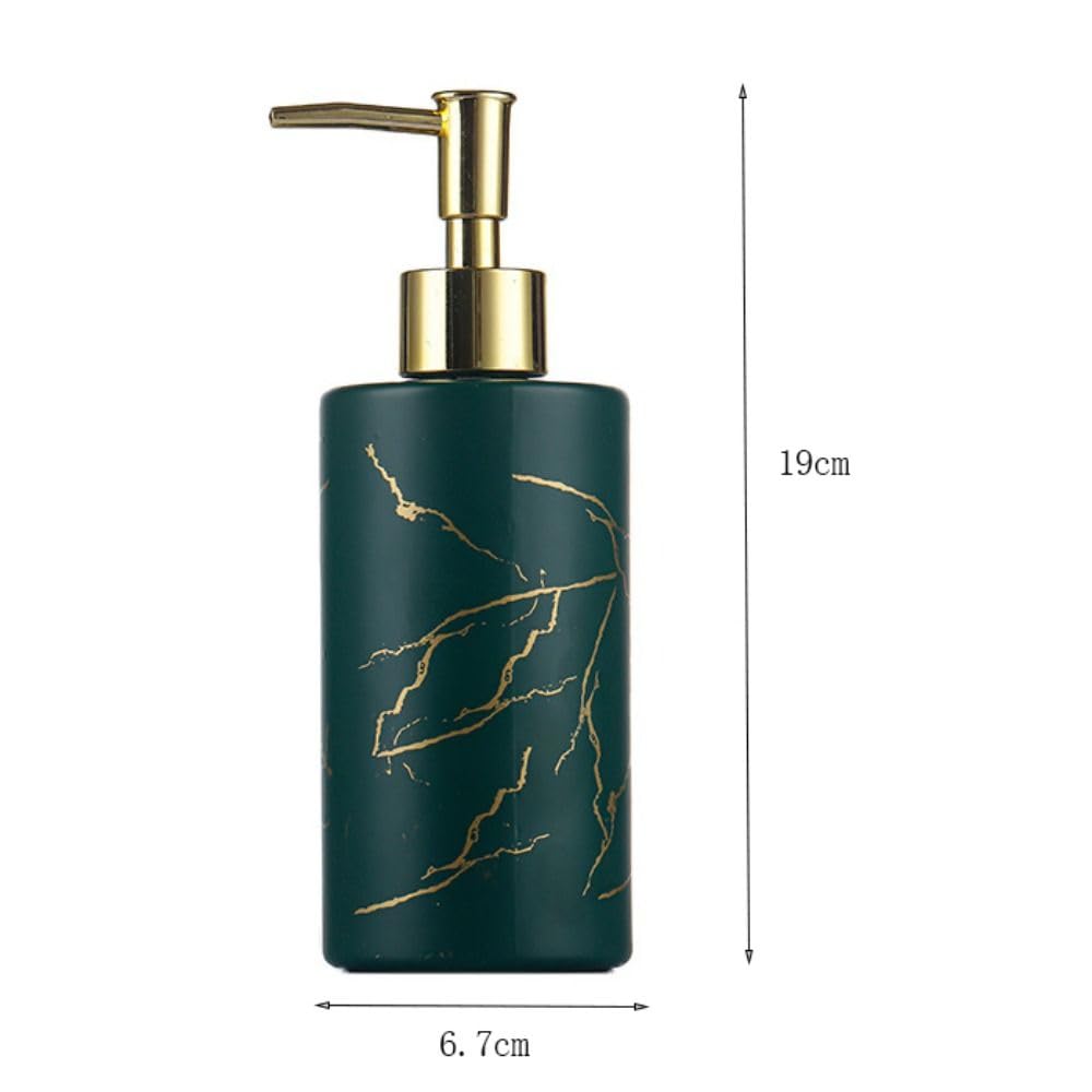 Dispenser di sapone in vetro, pompa a pressione da 320 ml per sapone liquido, bottiglia ricaricabile con motivo marmorizzato per bagno, contenitore per shampoo e lozioni