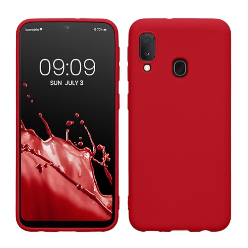 kwmobile Housse Compatible avec Samsung Galaxy A20e Coque - Housse de téléphone Protection Souple en Silicone - Rouge Classique