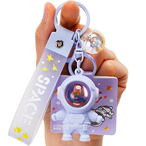 YOU WIZV Cute Keychain, Kawaii Astronaut Anime Cool Keychains for Backpacks, key chain accessories with Sunset Light for Women Men Boys Girls(Purple)