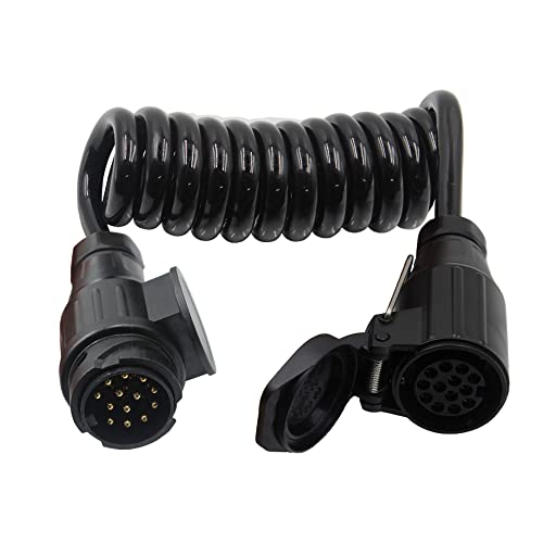 Anhängerkabel 7-polig 3m Spiralkabel - Mit Adapter Für Wohnwagen Und Anhänger