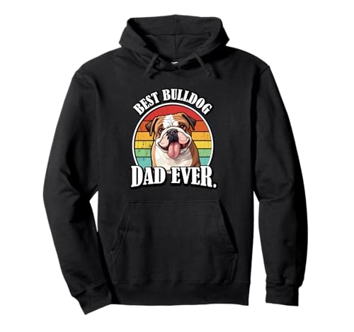 Funny Retro Vintage English Bulldog Dad Felpa con Cappuccio