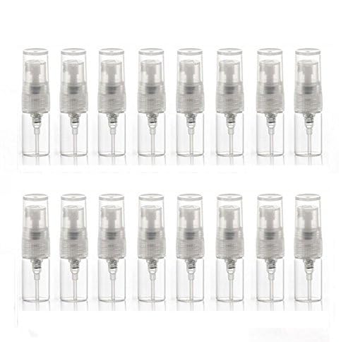 Elfenstall- 10pcs Mini Clear 2ml 5/8 Dram Fine Mist Atomizer Vial Glass Bottle Spray Refillable Perfume Empty Sample Bottle Clean Cloth for Travel Party Free 3ML Dropper3
