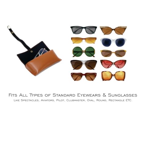 Image of AICA Personalised Name & Charm Leather Sunglass Case Cover for Men & Women | Hard Case Eyewear Cover
