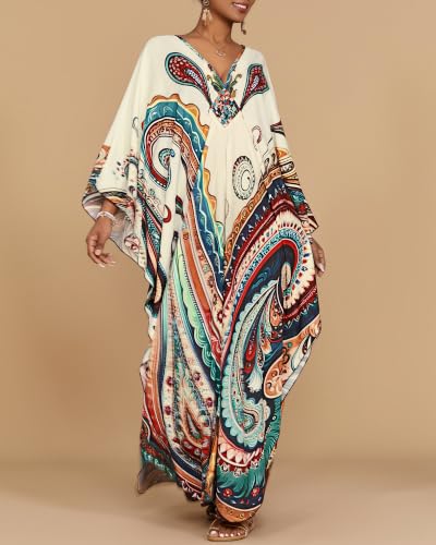 Image of Bsubseach Moo Moos for Women Batwing Sleeve Kaftan Dresses with Pockets