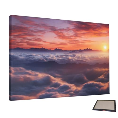 Peinture murale lever du soleil pour salon chaleureux et chambre à coucher zen