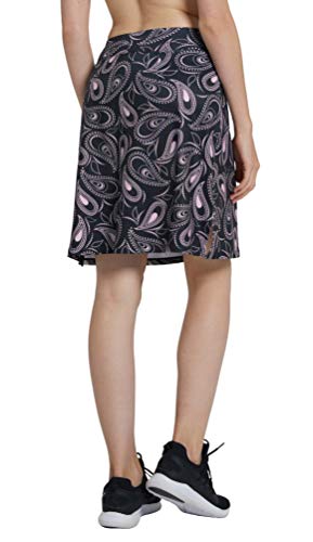 slimour Women Knee Length Skirts with Shorts Modest Skirt with Pockets Golf Skorts Long Paisley XL