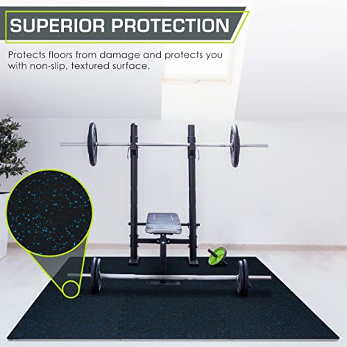 Image of ProsourceFit Rubber Top Exercise Puzzle Mat -inch, EVA Foam, Protective Interlocking Tiles for Home Gym Equipment and Workouts; Blue, 24 SQ FT, 6 Tiles