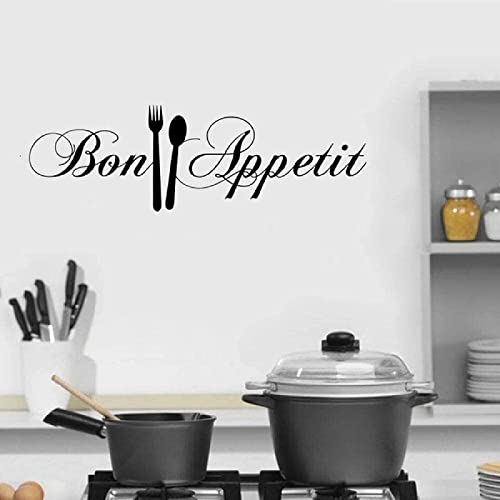 Manqyi Bon Appétit Stickers, Couteau Et Fourchette DIY Wall Mural, Amovible Salle À Manger Wall Art Decal, PVC Durable, Imperméable, Pour Cuisine et Salon
