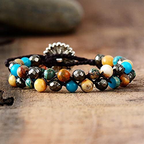 Bracelet en pyrite et cordon tressé fait main