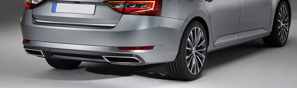 Boa Line - Deflettore di scarico cromato automatico, 2 pezzi, in acciaio inox, compatibile con Skoda Superb III 3V 2015Up
