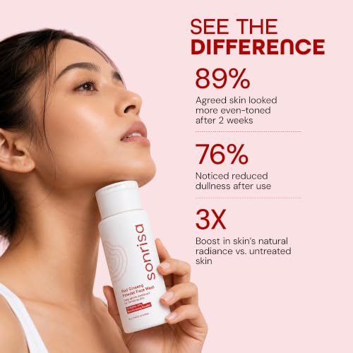 Image of Sonrisa K-Beauty Red Ginseng Powder Face Wash (50g) | Korean Skin Care Enzyme Cleanser for Sensitive Skin | Travel Friendly | Removes Makeup & Sebum | Gentle Daily Use