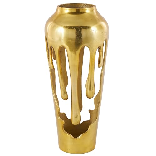 Image of Deco 79 Aluminum Metal Abstract Vase, Vase 8 inch x 8 inch x 19 inch, Gold