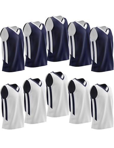 10-Pack Men's Reversible Custom Basketball Jerseys, Mesh Athletic Sleeveless Shirts Blank Team...