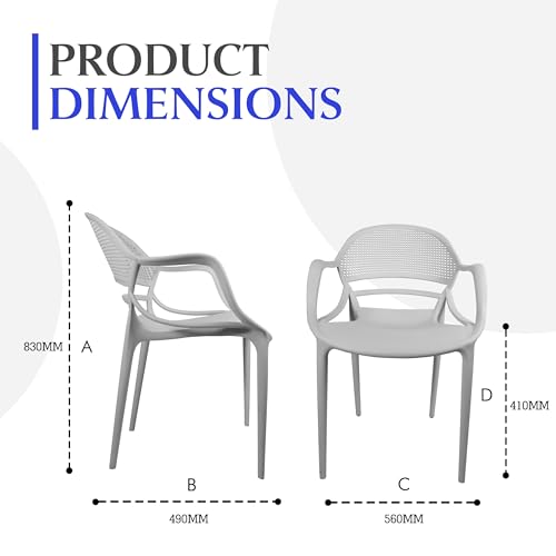 Image of DIYA Sunset Heavy-Duty Plastic Chair | Modern Arm Chair | Office, Waiting Area & Home | Strong PP Build, Comfortable Seating, Easy to Clean, 1-Year Warranty - Set of 1 (Grey)