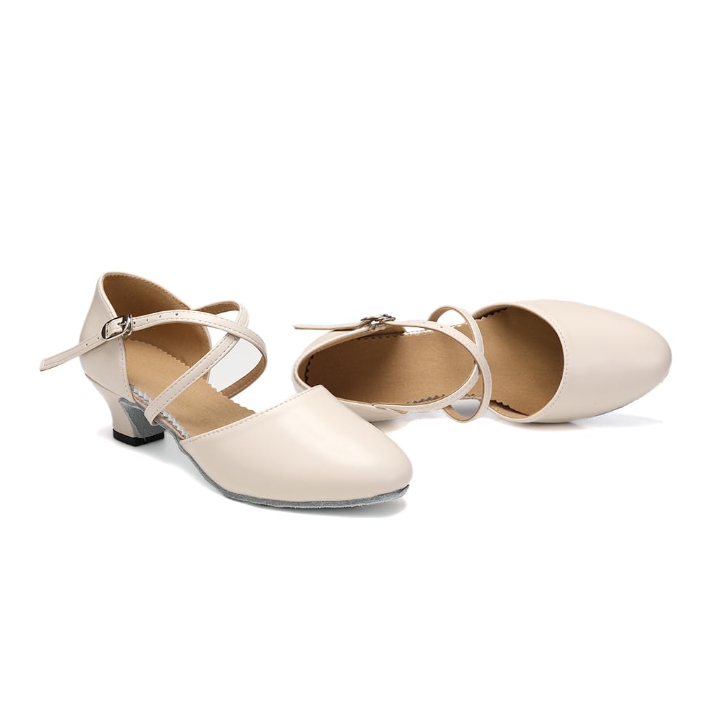 SWDZM Tanzschuhe Damen Latein Geschlossen Glattleder Salsa Character Tango Ballsaal