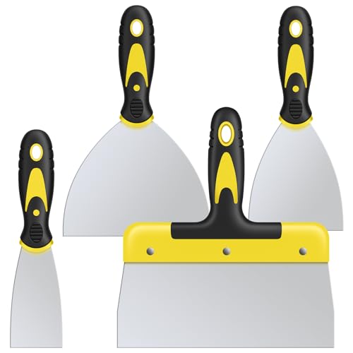 DEKEones Putty Knife Set, 4PCS Stainless Steel Scraper Paint Tool with Comfortable Grip for Drywall Repair, Wallpaper Removal and Plaster Scraping(2,4,6,8in) by DEKEones - Used condition - US$12.81